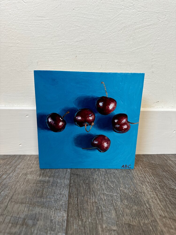 Glowing Cherries - 6x6 - oil on panel