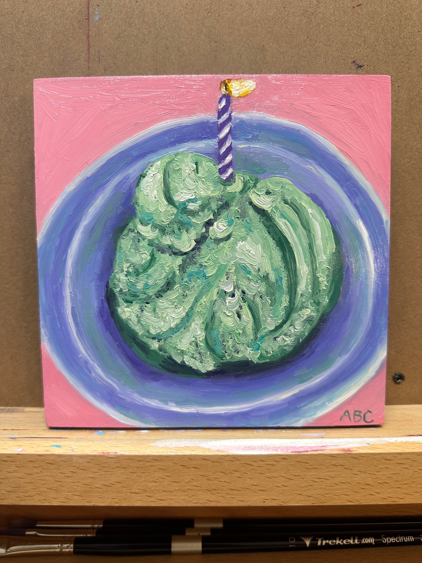 Green Tea Ice Cream - 6x6 - oil on panel