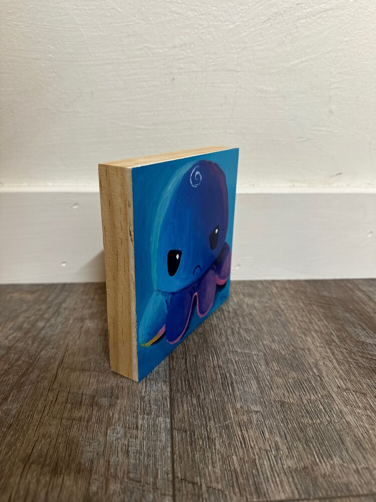 Ombre Grumpy Purple Octopus - 5x5 - oil on panel