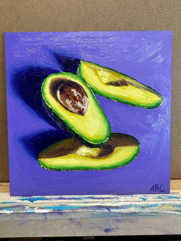 Avocado Trio - 6x6 - oil on panel