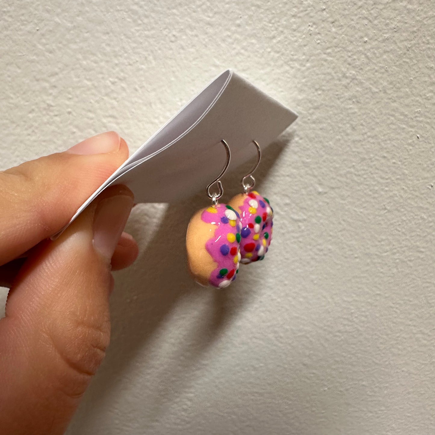 Pink Donut Polymer Clay Earrings