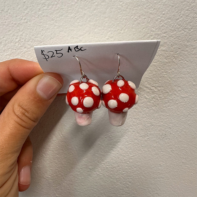Red Mushrooms Polymer Clay Earrings