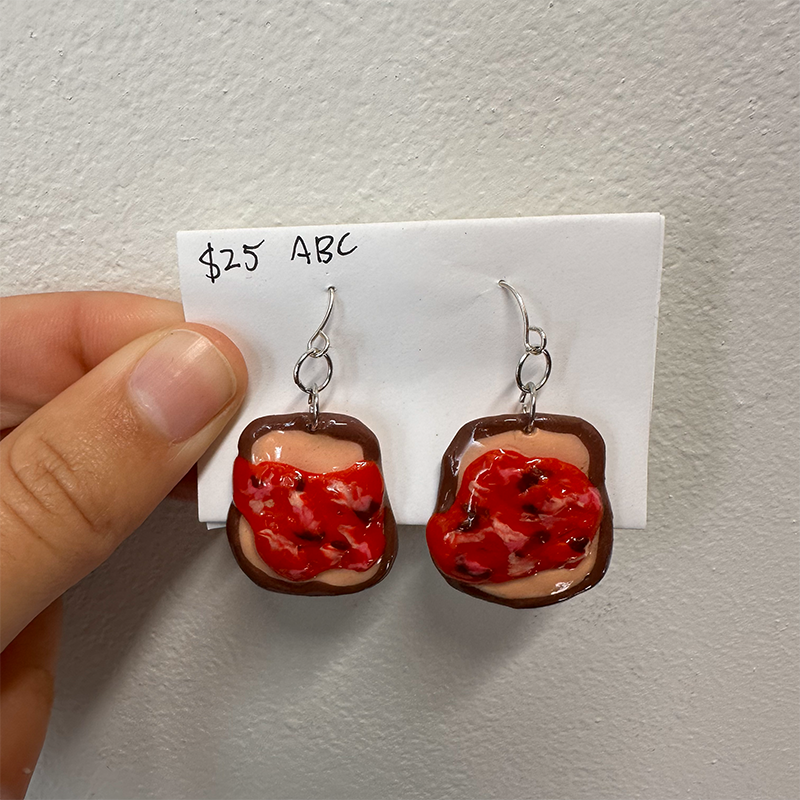 cute toast and jam polymer clay earrings