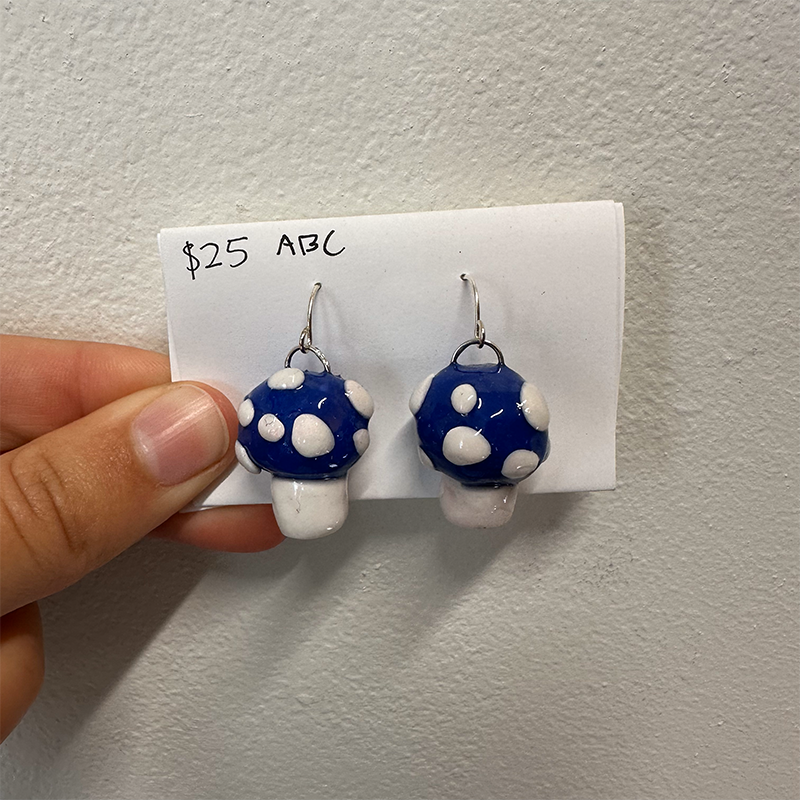 cute mushroom polymer clay earrings