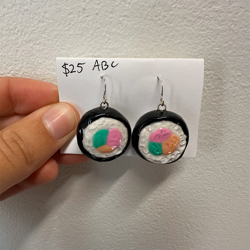 Cute sushi rolling polymer clay earrings