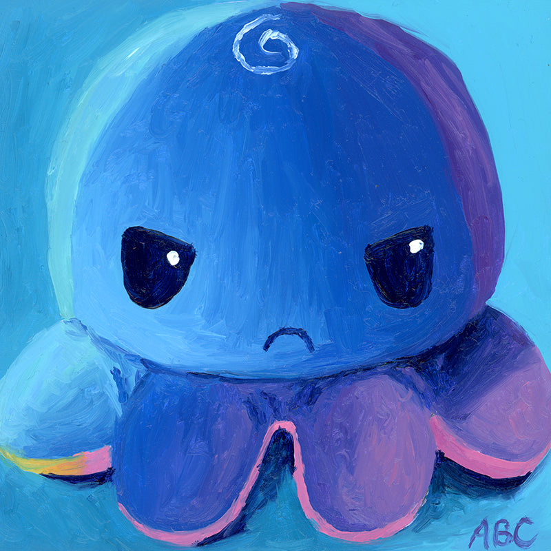 Ombre Grumpy Purple Octopus - 5x5 - oil on panel