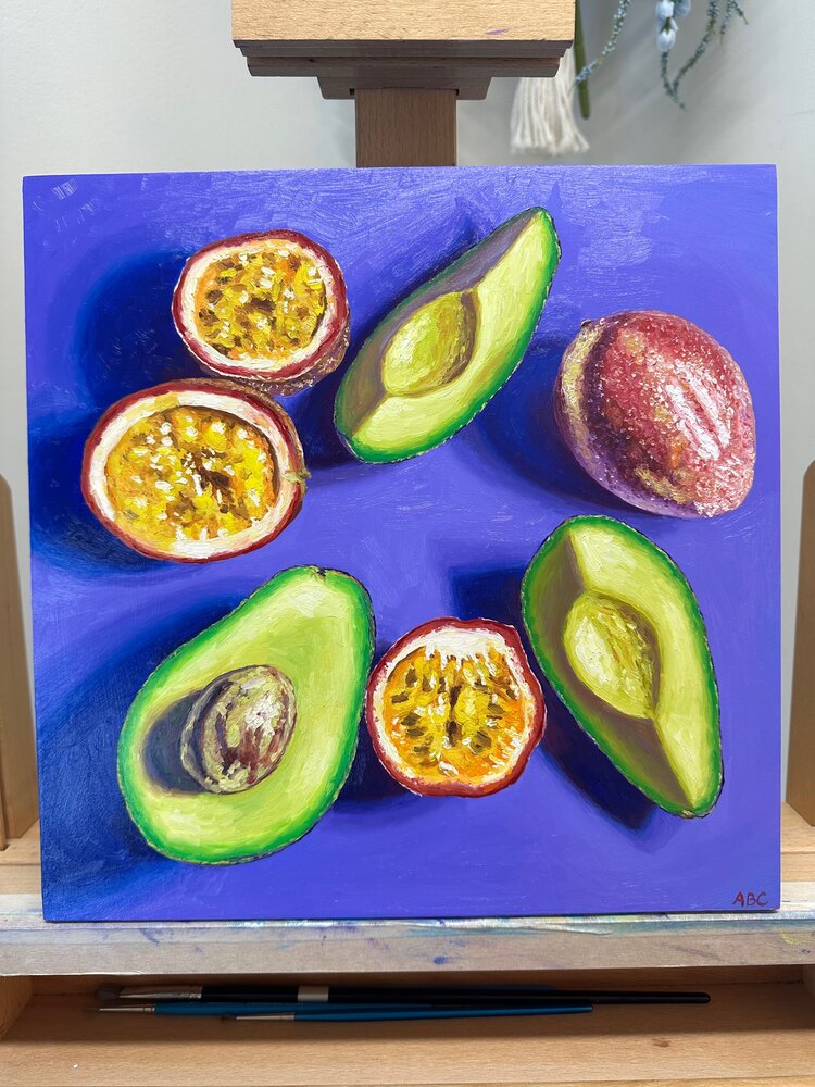 Passion Avocados - 12x12 - oil on panel
