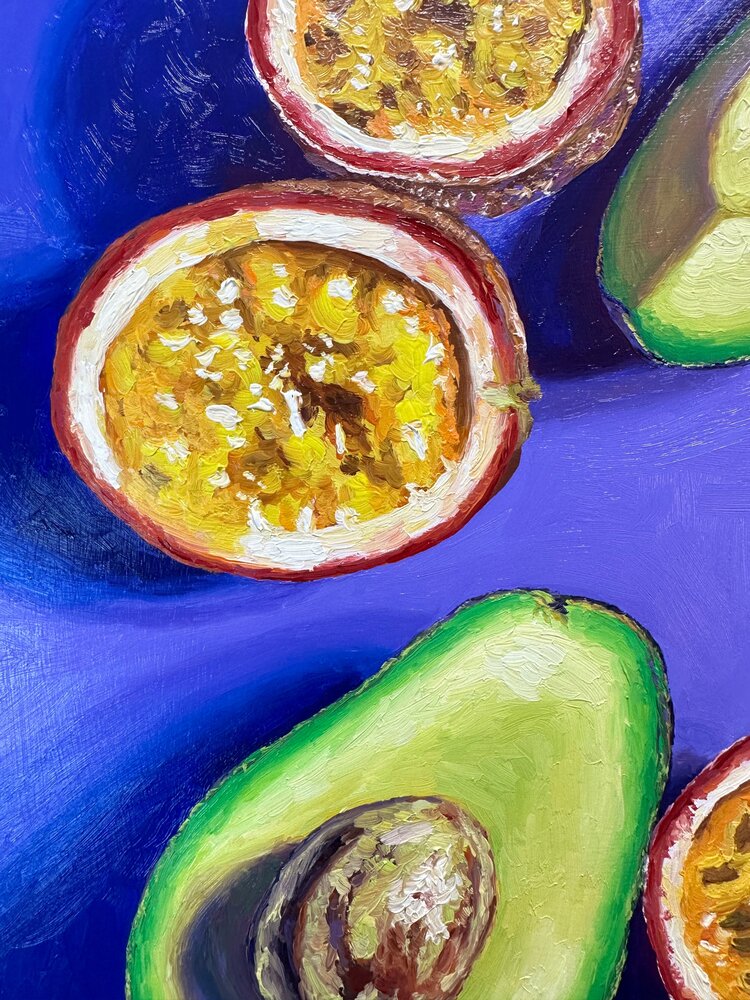 Passion Avocados - 12x12 - oil on panel