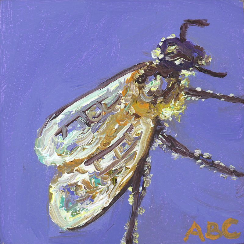 Original oil painting of little honey bee.