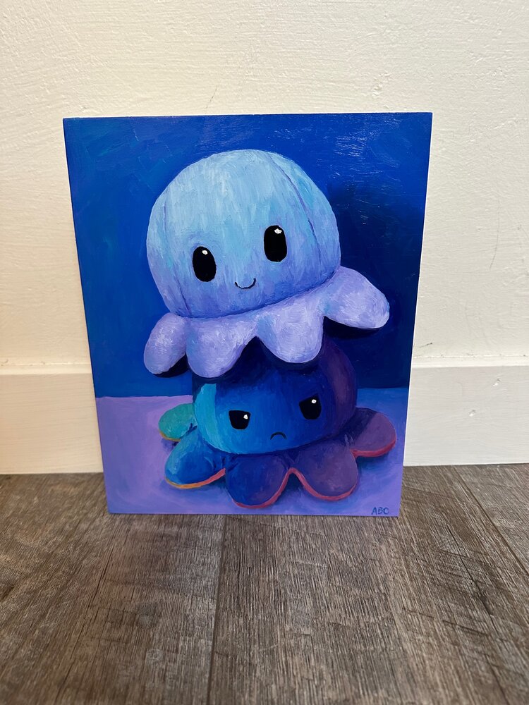 Octopus Buddies - 8x10 - oil on panel