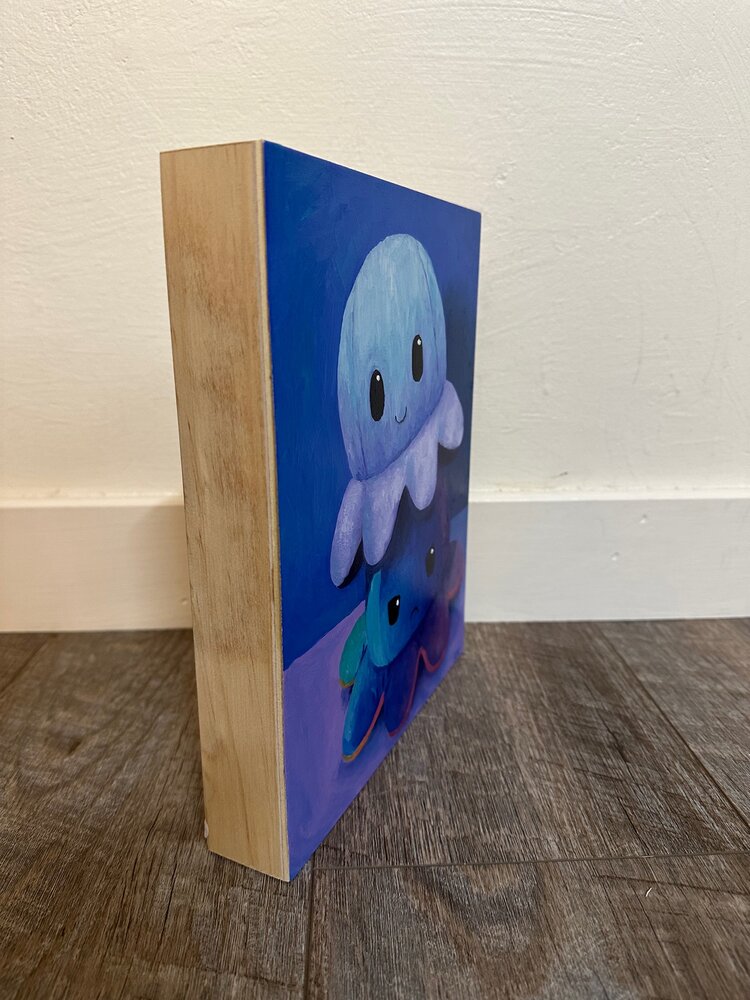 Octopus Buddies - 8x10 - oil on panel