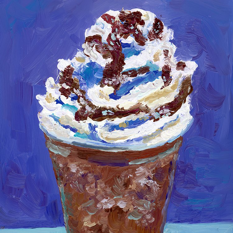 Blueberry Frappuccino with Chocolate - 5x7 - oil on panel