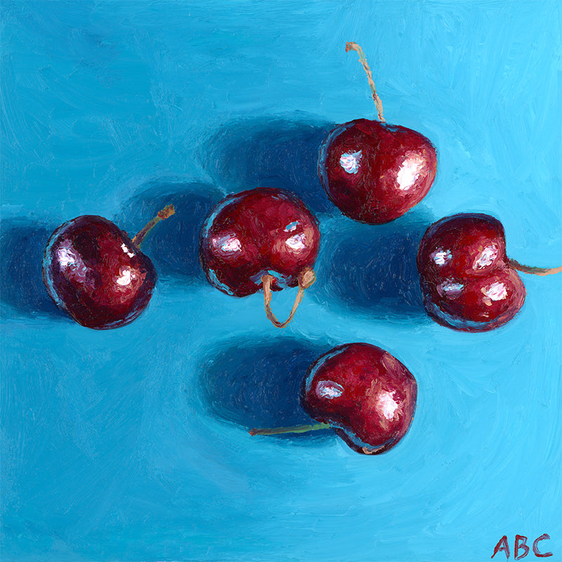 Glowing Cherries - 6x6 - oil on panel