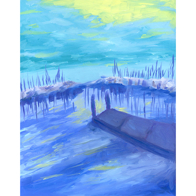 Original oil painting of Santa Barbara harbor scene.