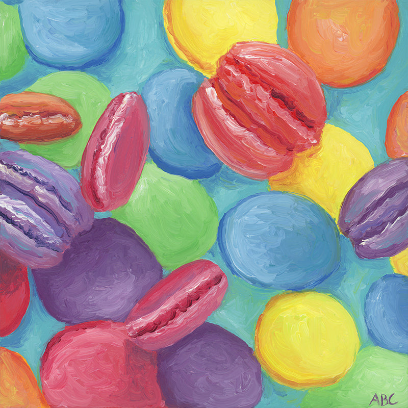 Original oil painting of macarons.