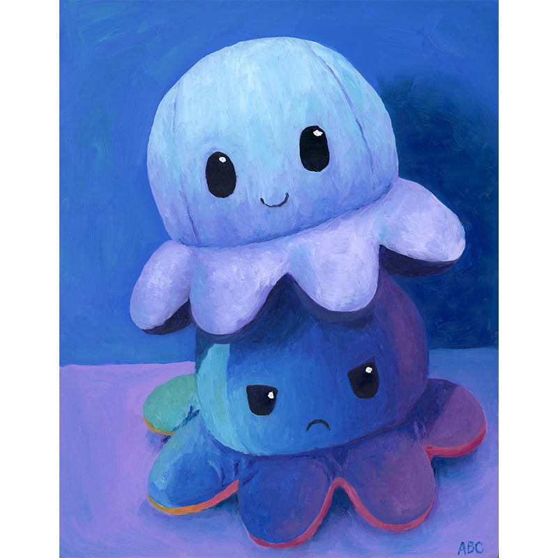 Octopus Buddies - 8x10 - oil on panel