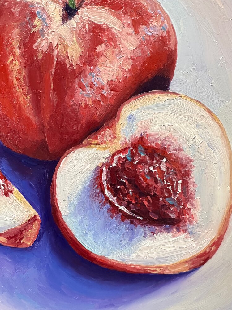 Peaches Peaches Peaches - 8x8 - oil on panel
