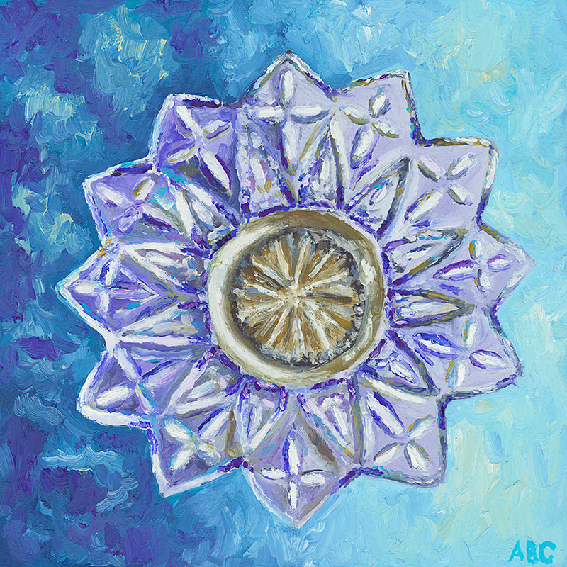 Starburst Antique Glass Bowl - 8x8 - oil on panel