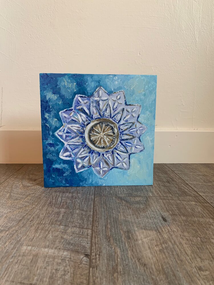 Starburst Antique Glass Bowl - 8x8 - oil on panel