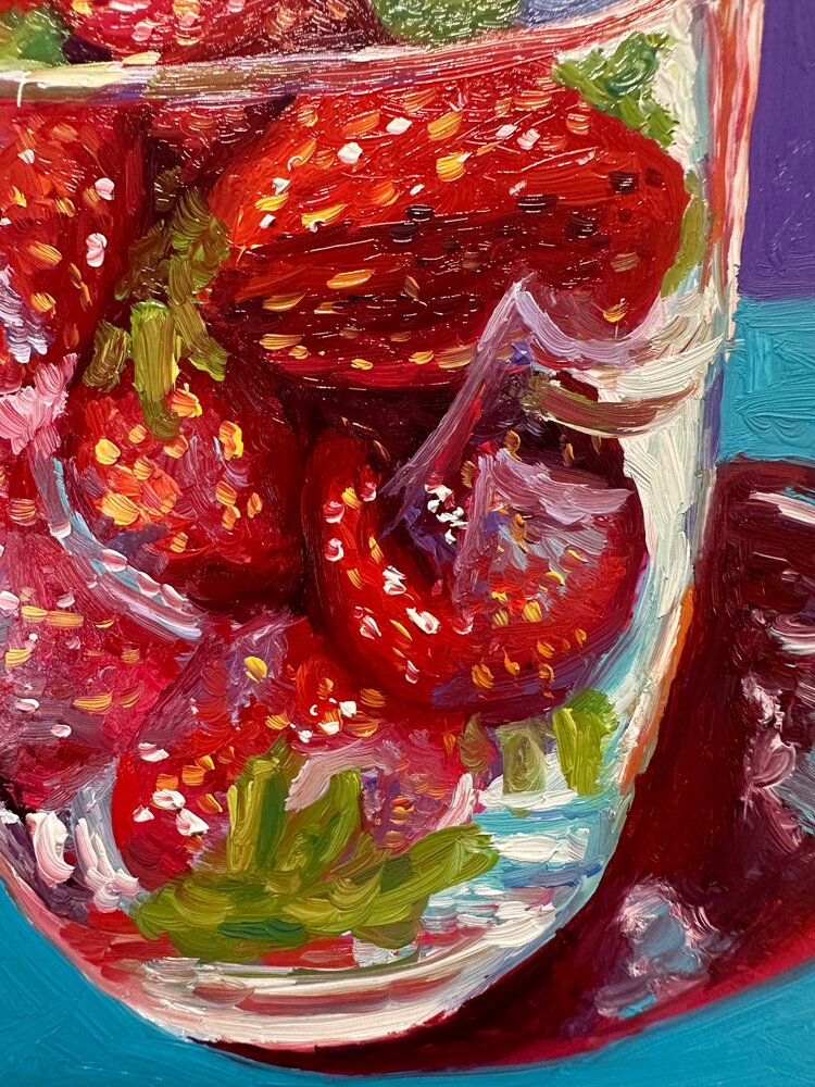 Strawberry Cup - 5x7 - oil on panel