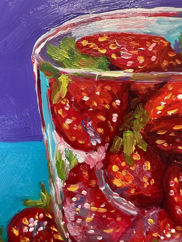 Strawberry Cup - 5x7 - oil on panel
