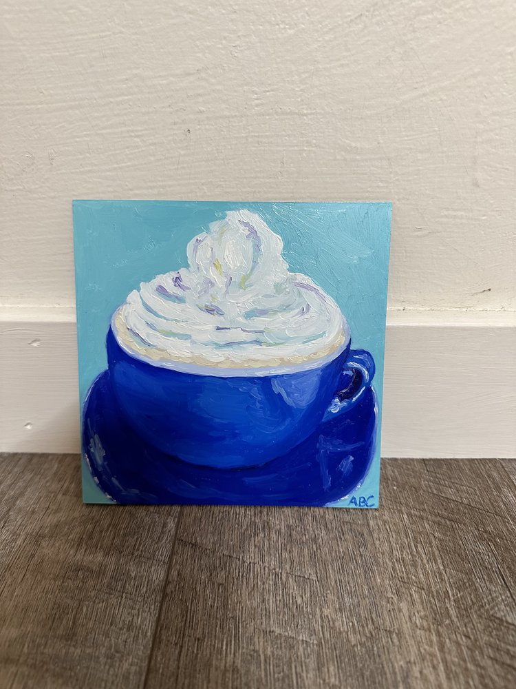 Blue Whip Cream Latte - 6x6 - oil on panel
