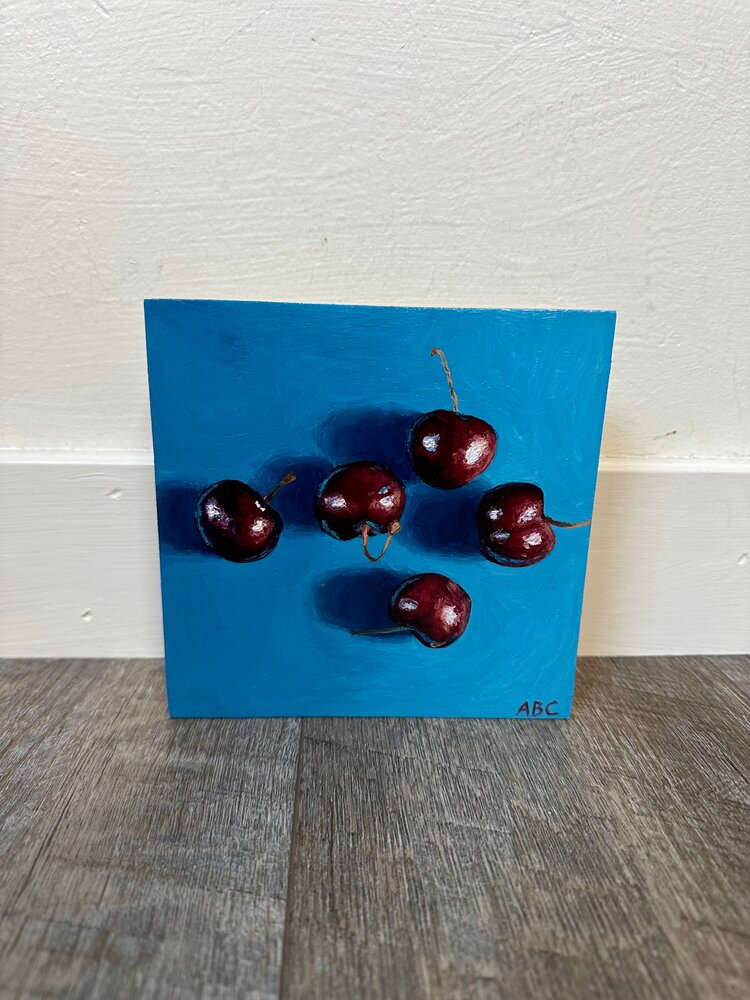 Glowing Cherries - 6x6 - oil on panel