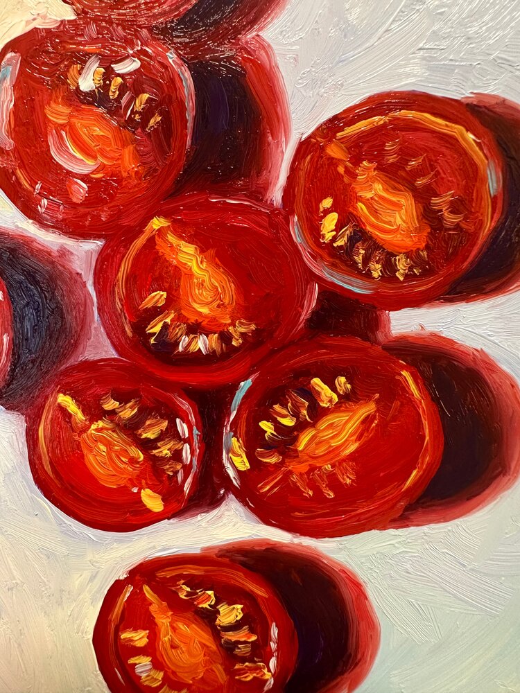 Cherry Tomatoes - 5x7 - oil on panel