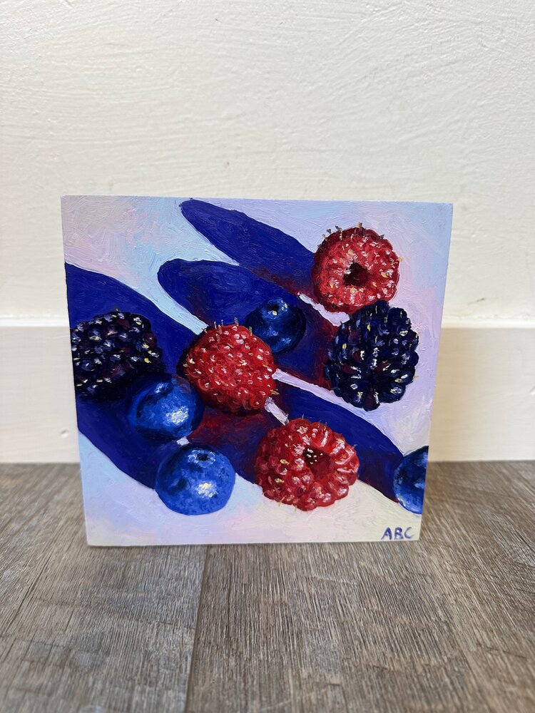 Glowing Berries - 6x6 - oil on panel