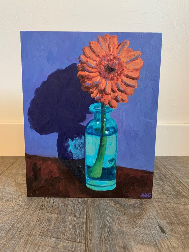 Flower In Bottle - 8x10 - oil on panel
