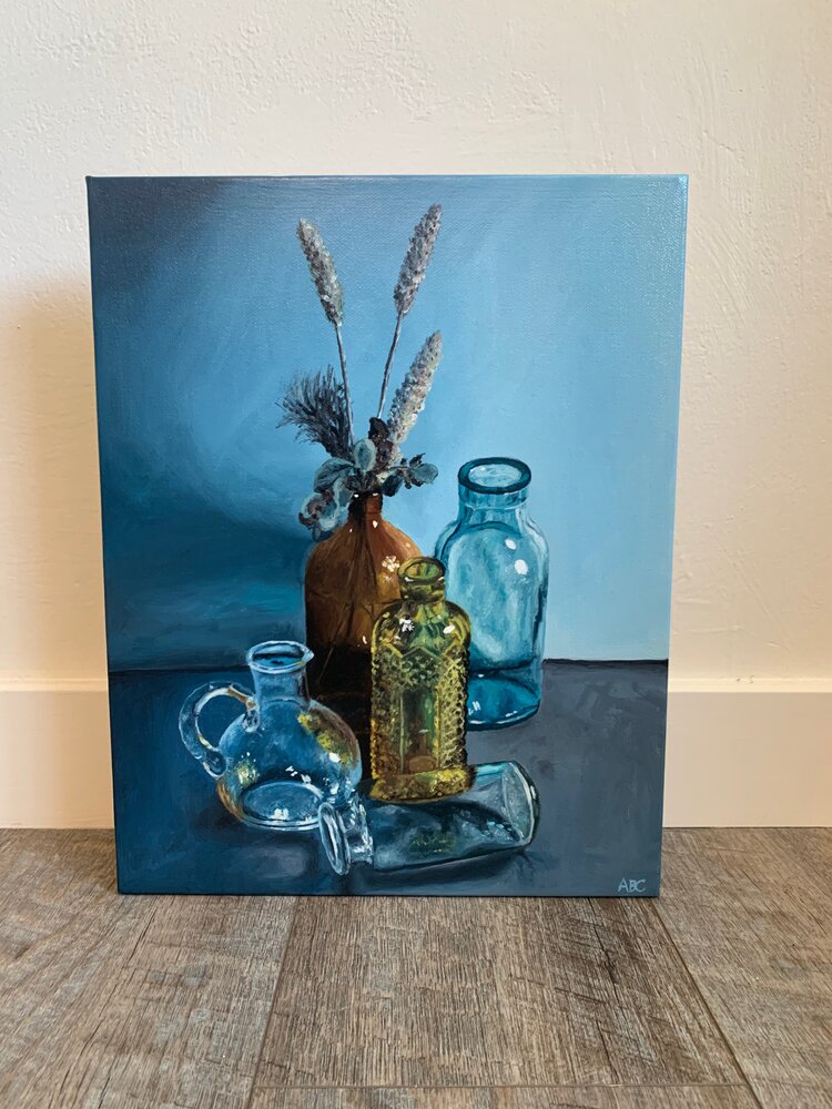Glass and Grass 2 - 11x14 - oil on canvas