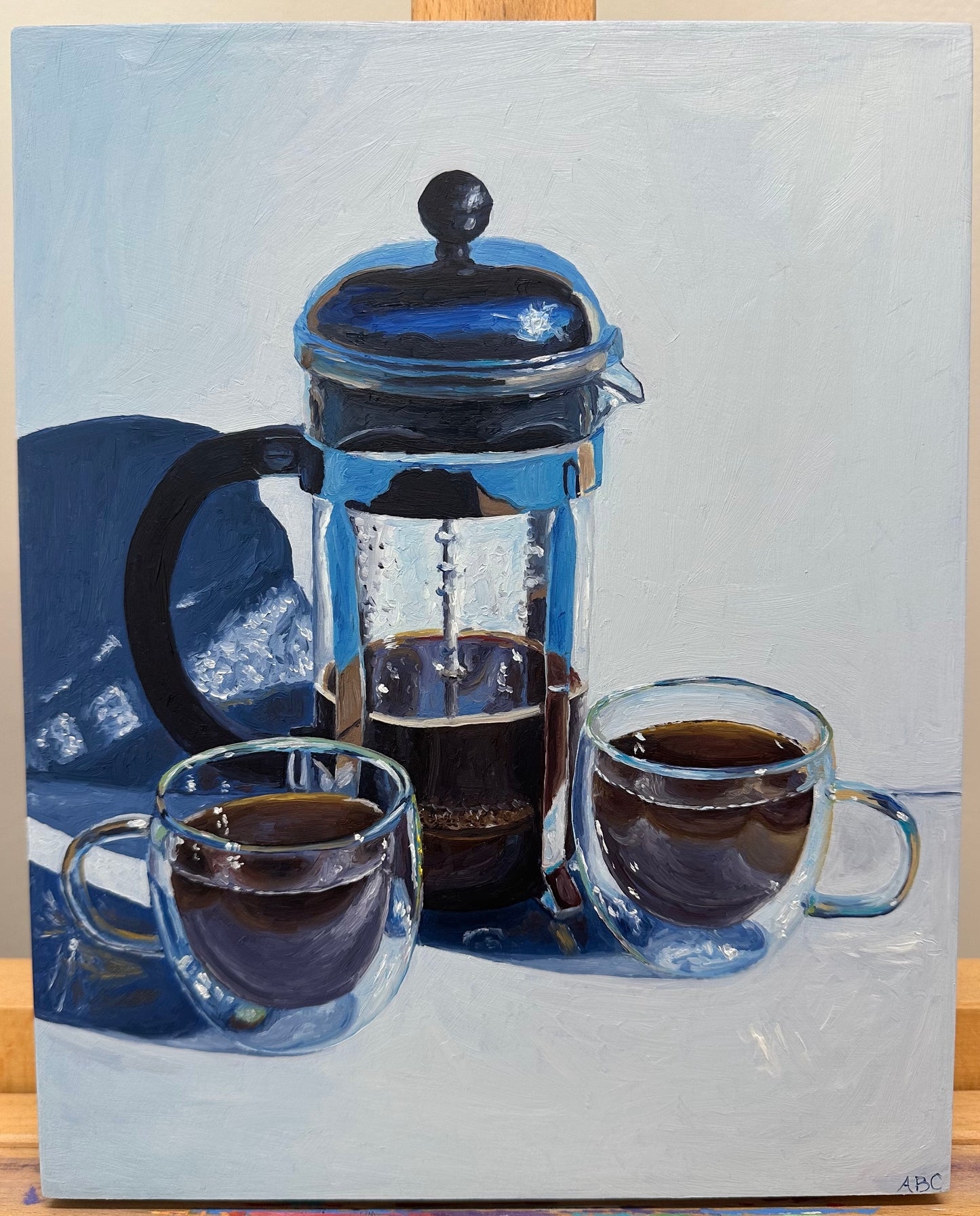 French Press for Two - 8x10 - oil on panel