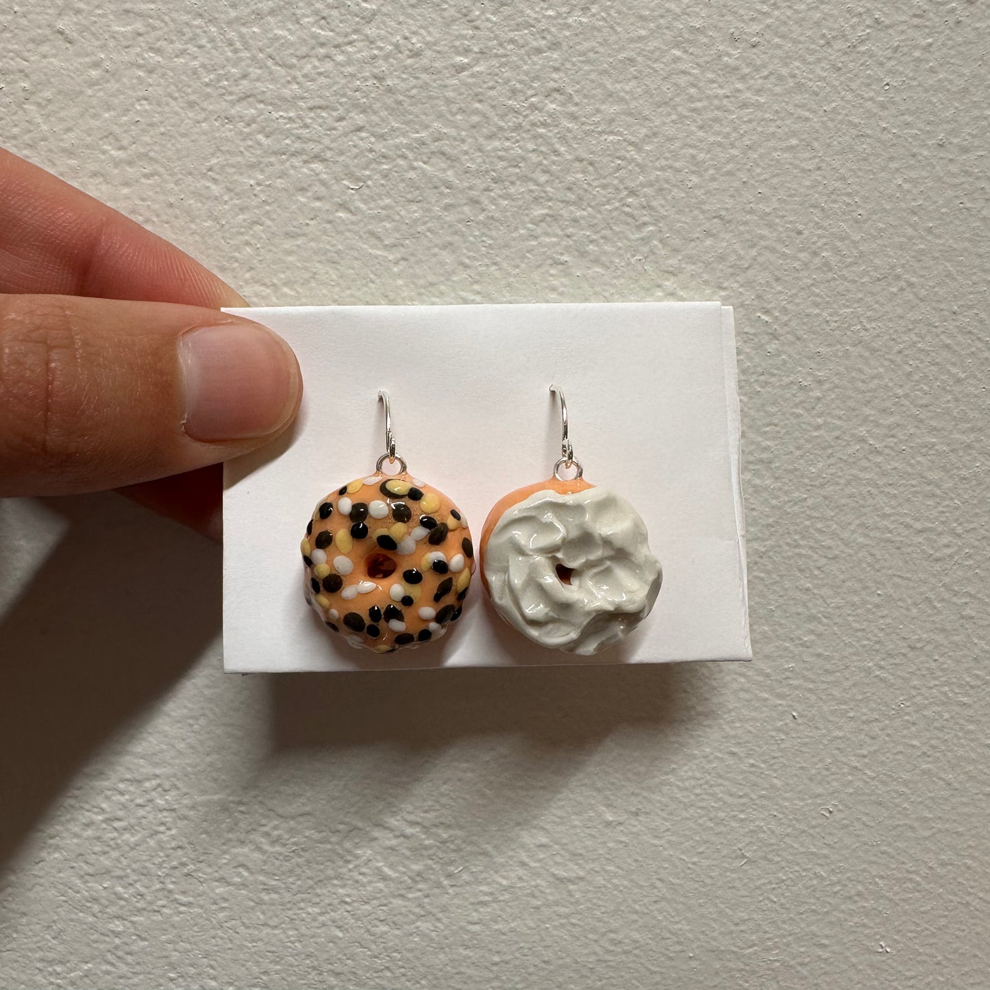 Everything Bagel and Cream Cheese Polymer Clay Earrings