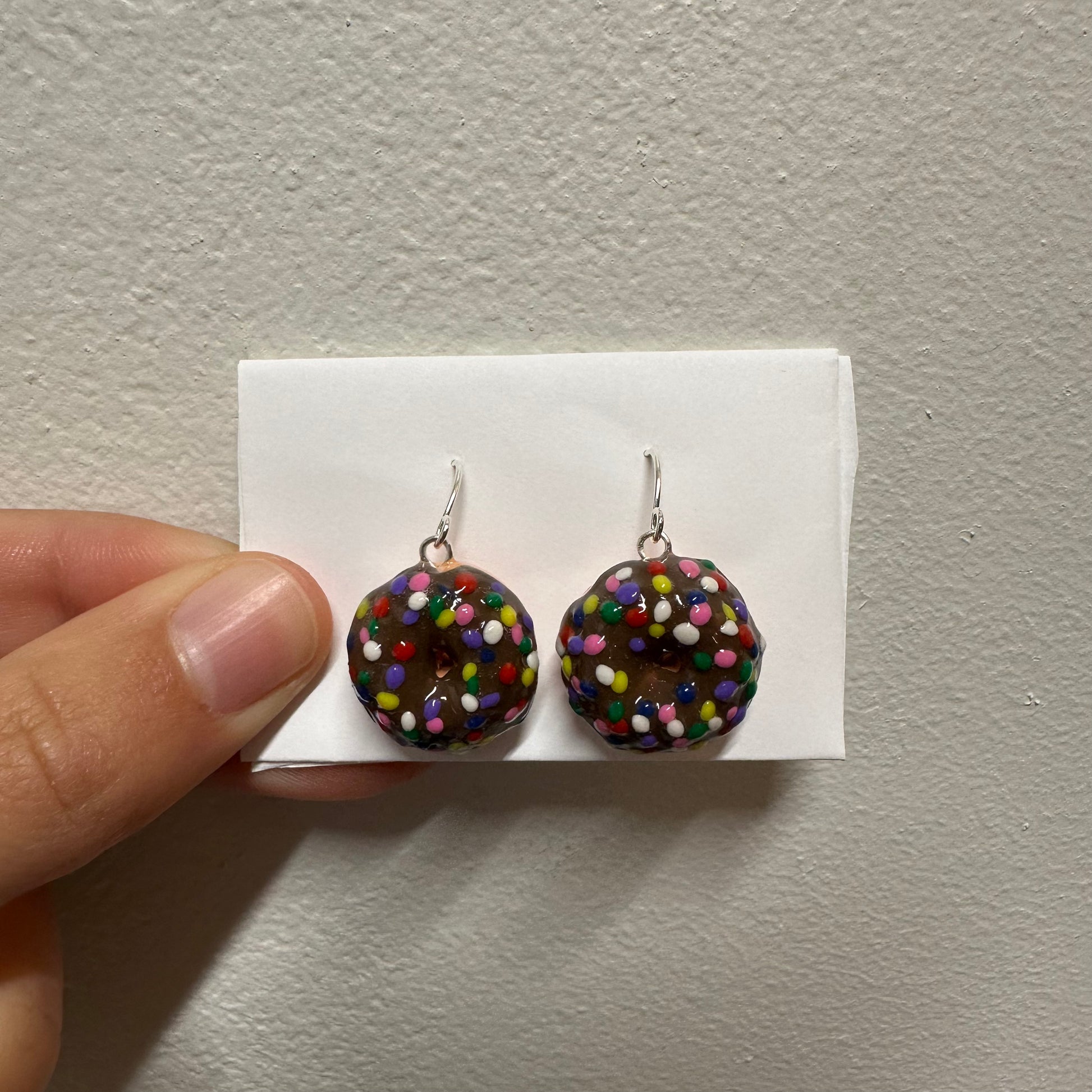 cute chocolate donut polymer clay earrings