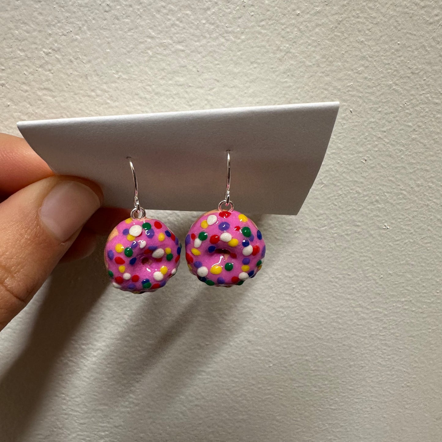 Pink Donut Polymer Clay Earrings