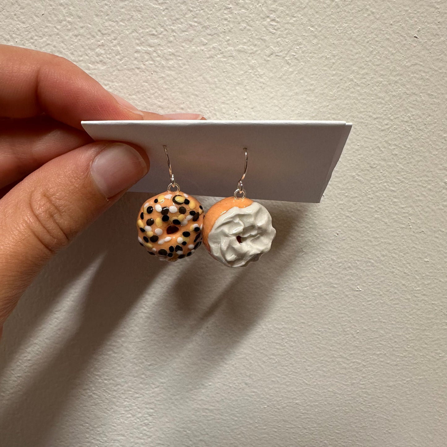Everything Bagel and Cream Cheese Polymer Clay Earrings