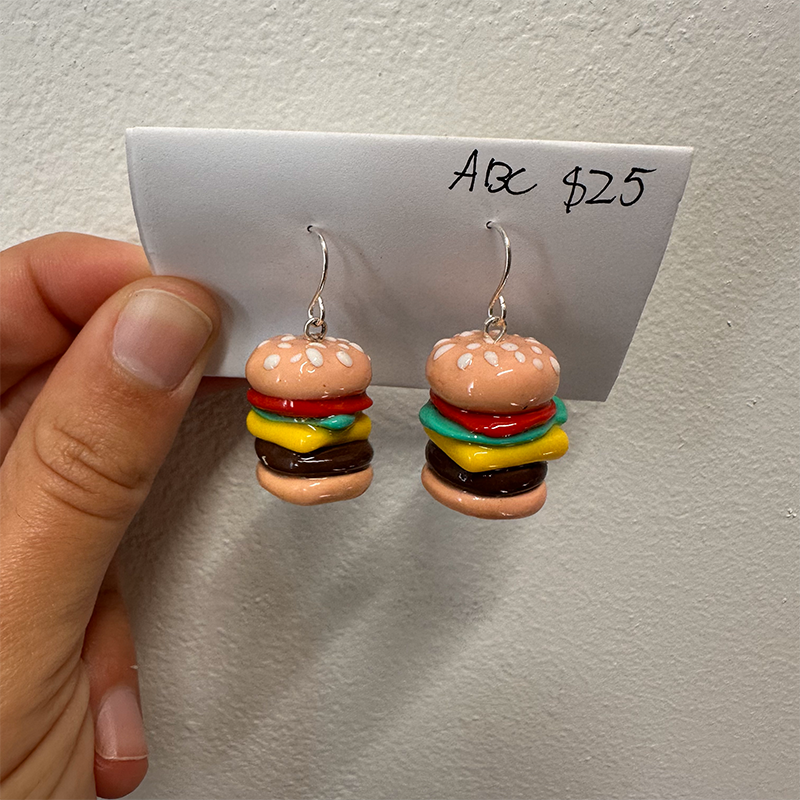 Hamburger Polymer Clay Earrings