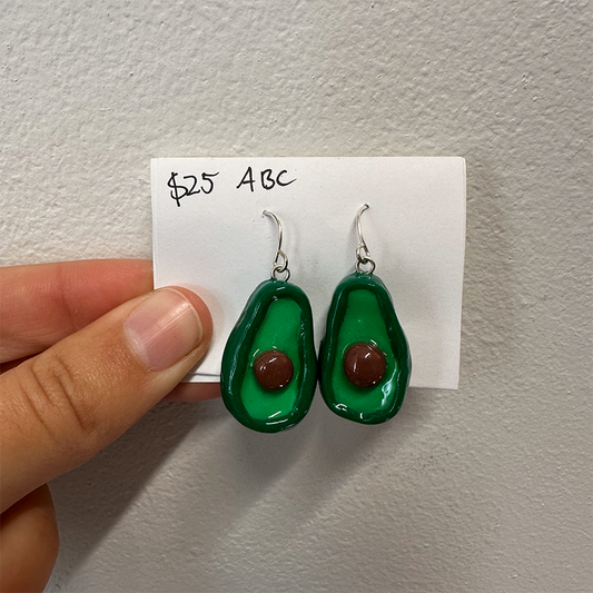 Cute Polymer Clay avocado earrings