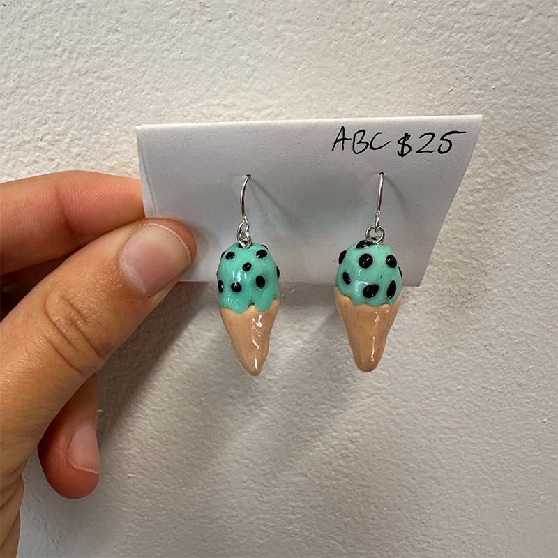 Mint Chip Ice Cream Polymer Clay Earrings