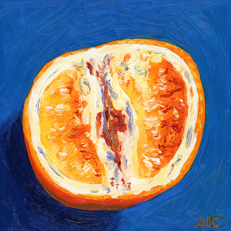 Fine art print of Lil Blue Orange oil painting.
