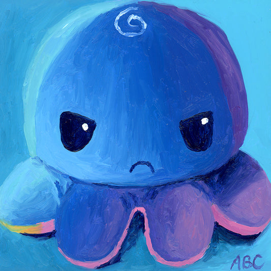 Fine art print of Ombre Grumpy Octopus oil painting.