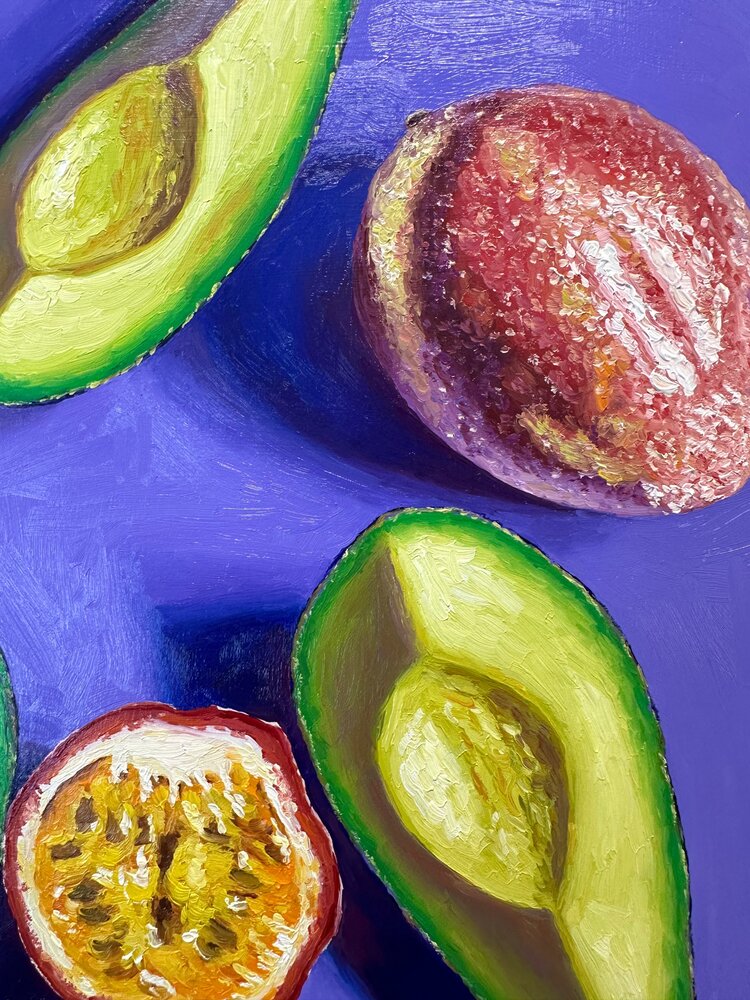 Passion Avocados - 12x12 - oil on panel