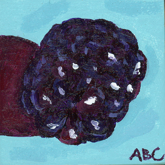 Teeny blackberry - 2x2 - oil on panel - magnet oil painting