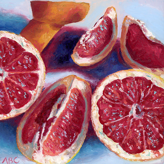 Fine art print of Glow Blood Oranges oil painting.