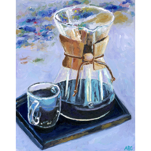 Fine art print of Chemex Coffee Oil Painting.
