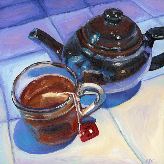 Fine art print of Countertop Tea oil painting.