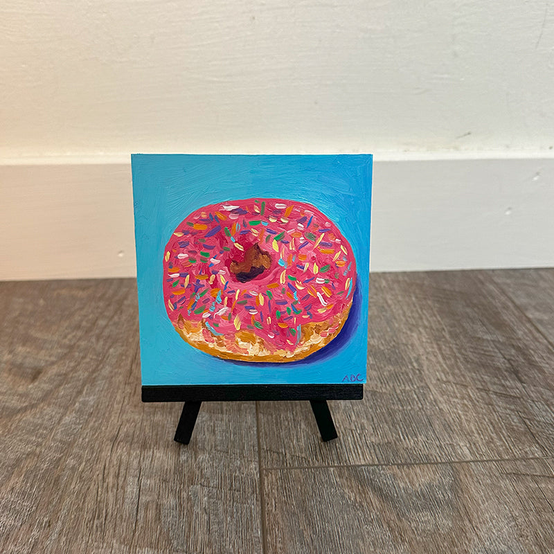 Lil Pink Donut - 4x4 - oil on panel
