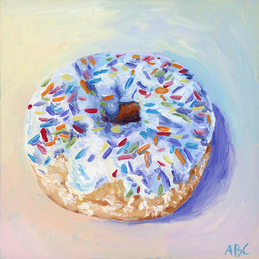 Fine art print of Rainbow Donut oil painting.