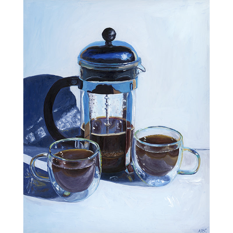 French Press for Two - 8x10 - oil on panel