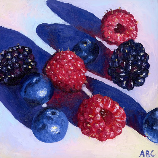 Fine art print of Glow Berries oil painting.